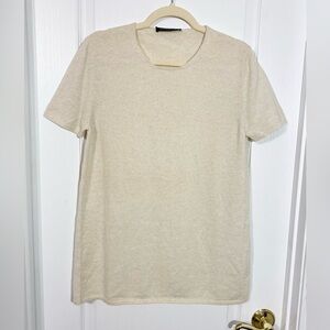 Manrico CASHMERE ITALY Short Sleeve Sweater Cream IT44 L